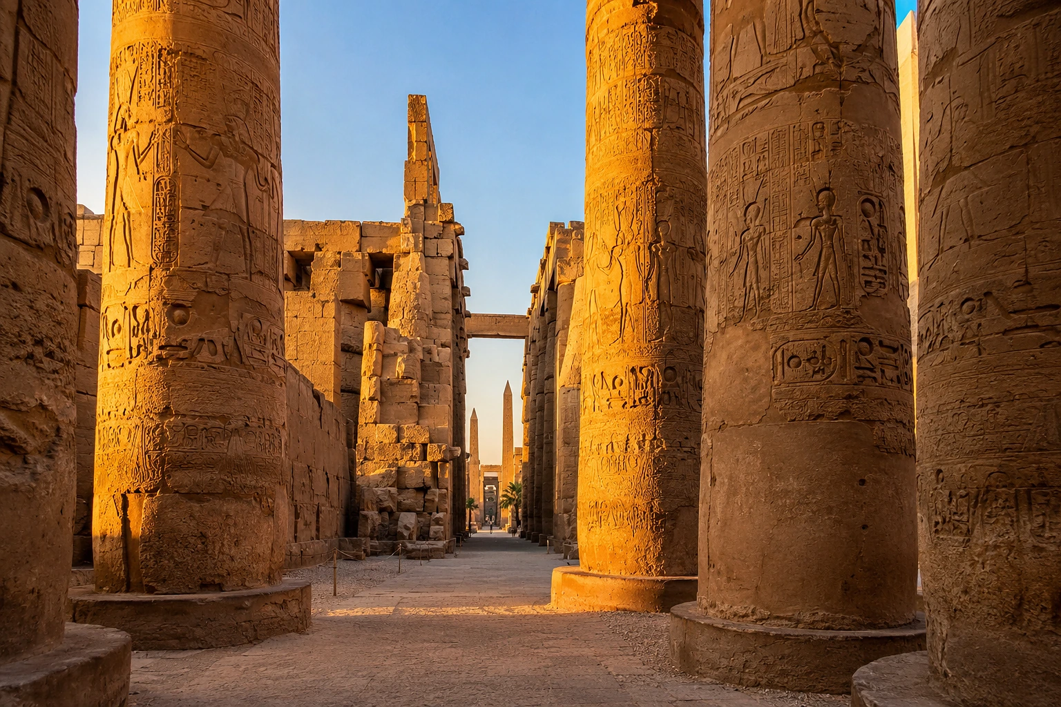 Ancient Egyptian temple columns in Luxor